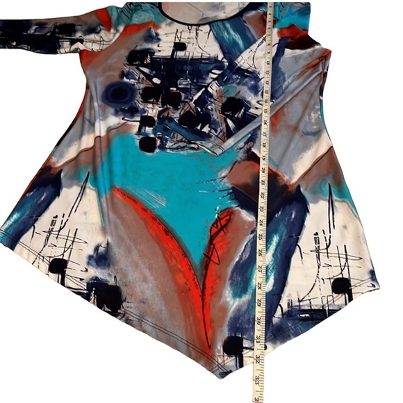 Sophia A Round Neckline Asymmetrical Hemline Tunic Top SzSm - Picture 3 of 11